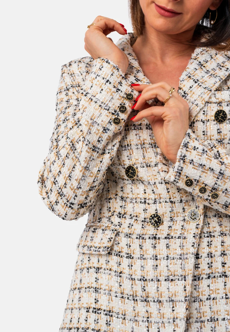 Zweireihiger Tweed-Blazer mit Wollanteil