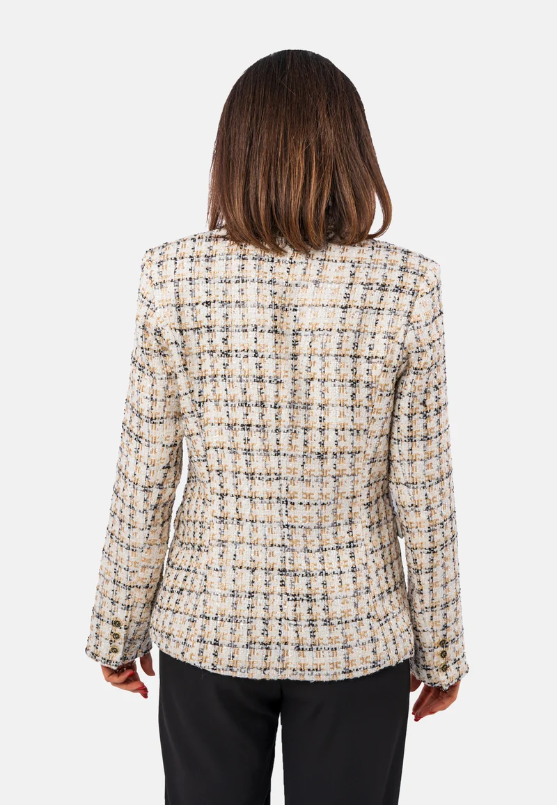 Zweireihiger Tweed-Blazer mit Wollanteil