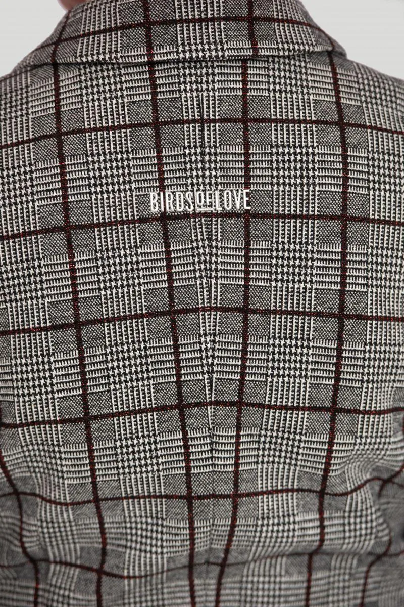 Plaid Wickelkleid – Kariertes Business-Kleid aus Wolle mit Gürtel