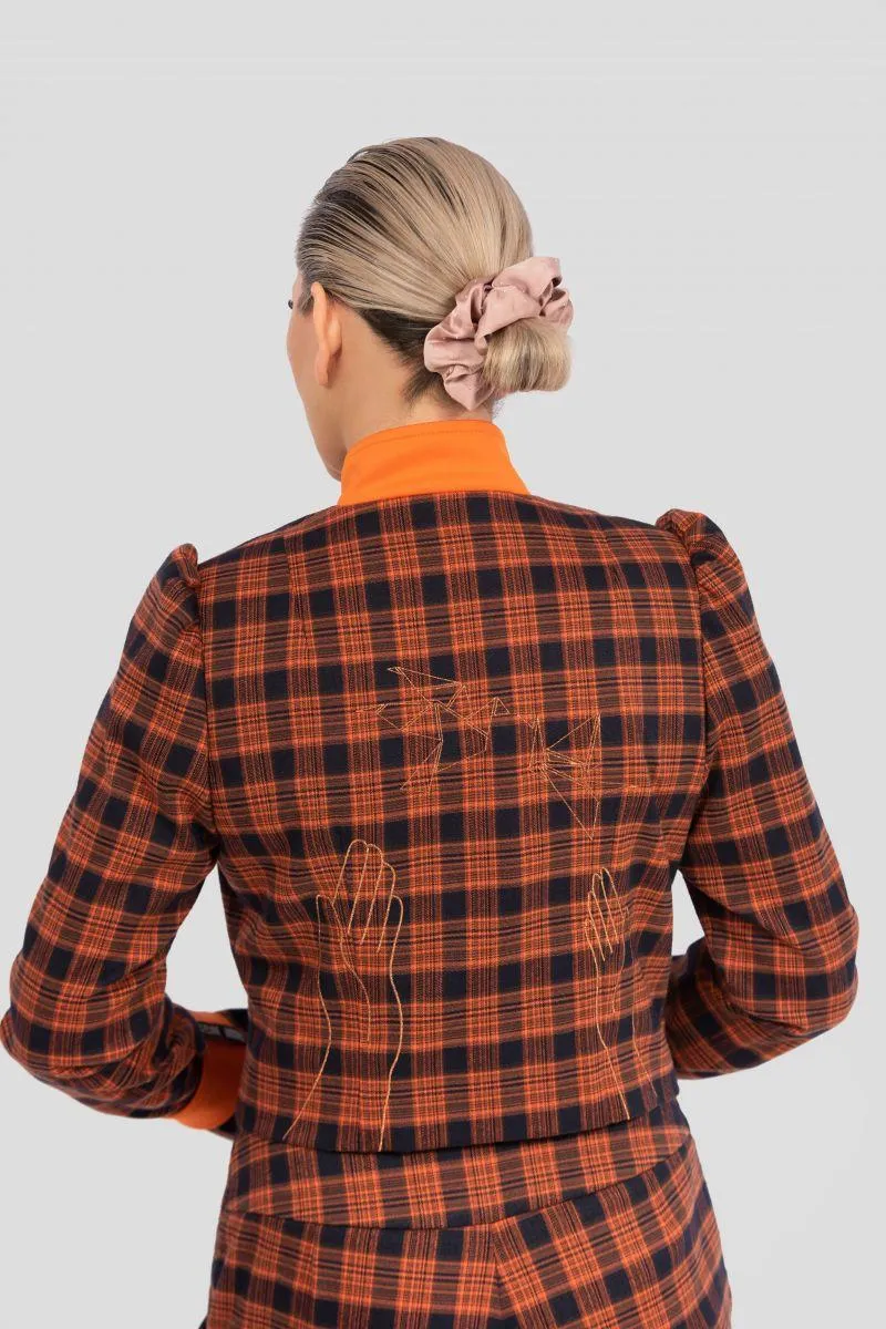 Elegante Damen Blazer-Jacke mit Karo-Muster
