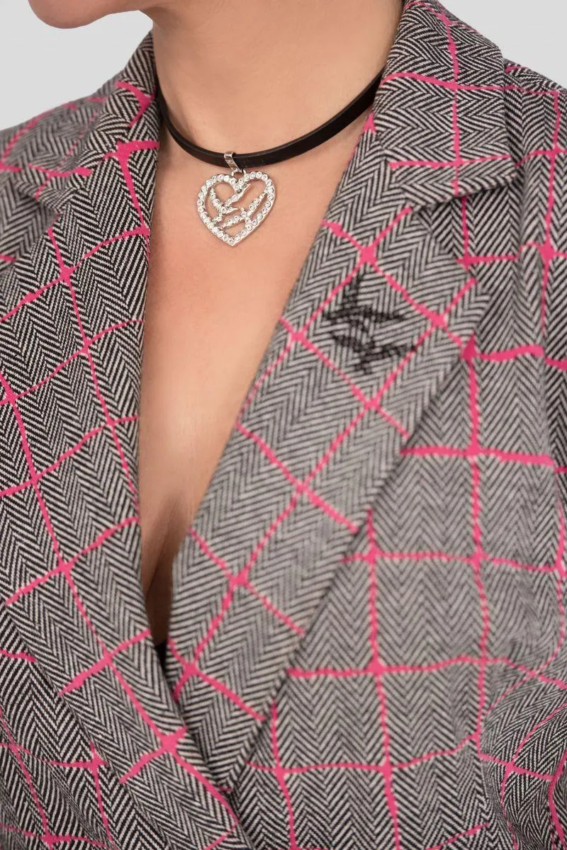 Kariertes Westenkleid aus 100% Wolle in Rosa