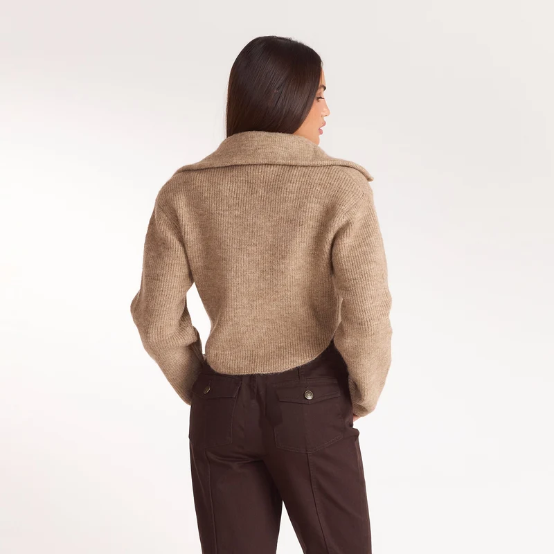 Strukturierte Strickjacke - Keks