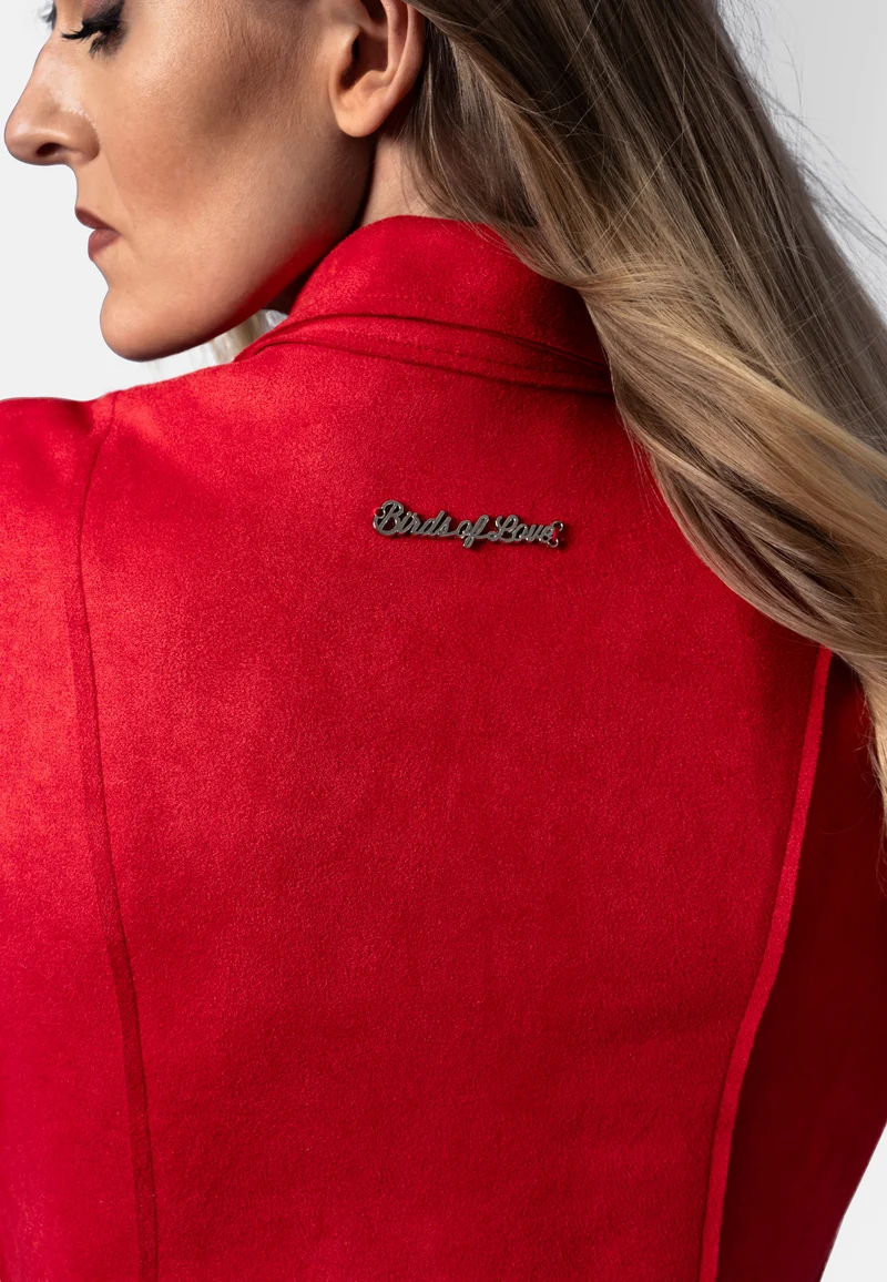 Romy – Kurzjacke aus veganem Wildleder in rot
