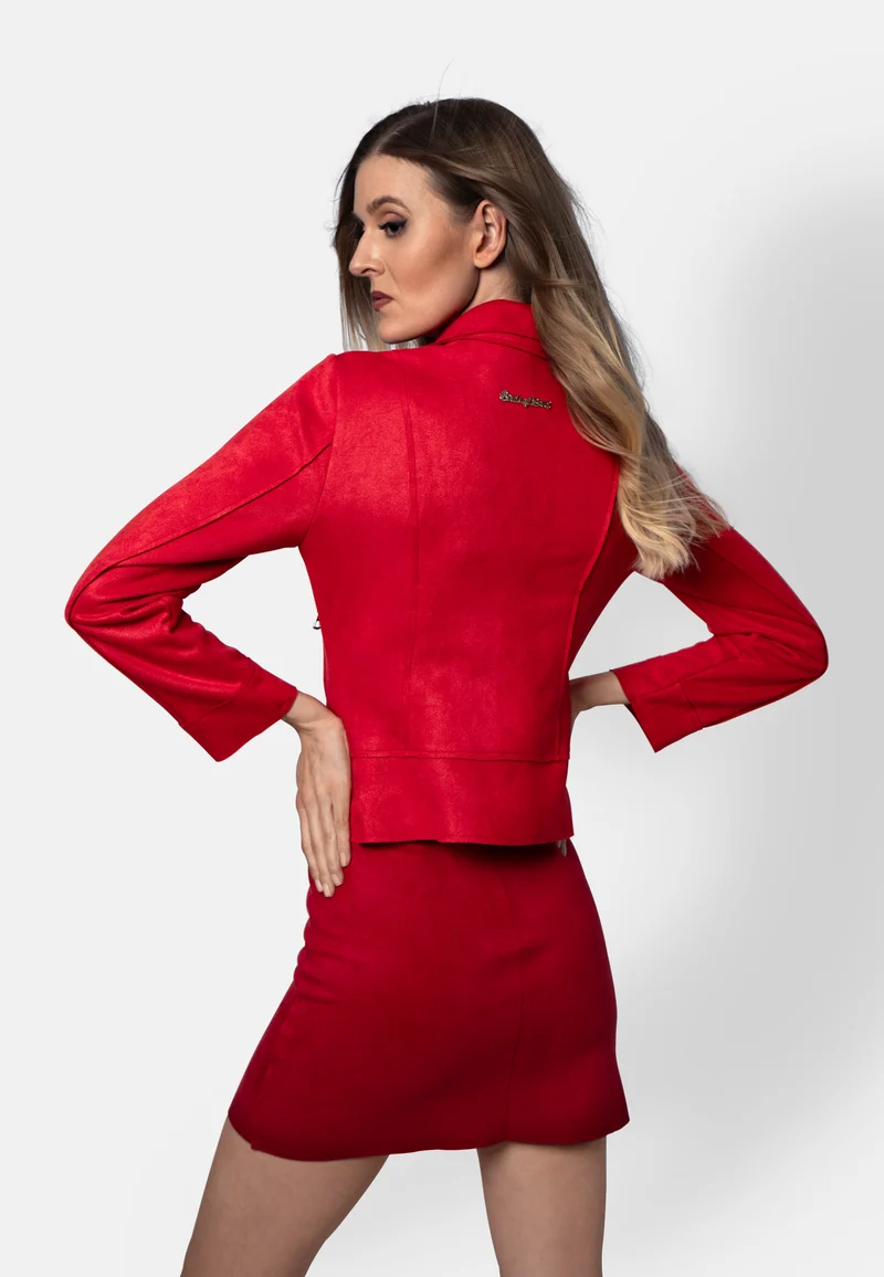 Romy – Kurzjacke aus veganem Wildleder in rot