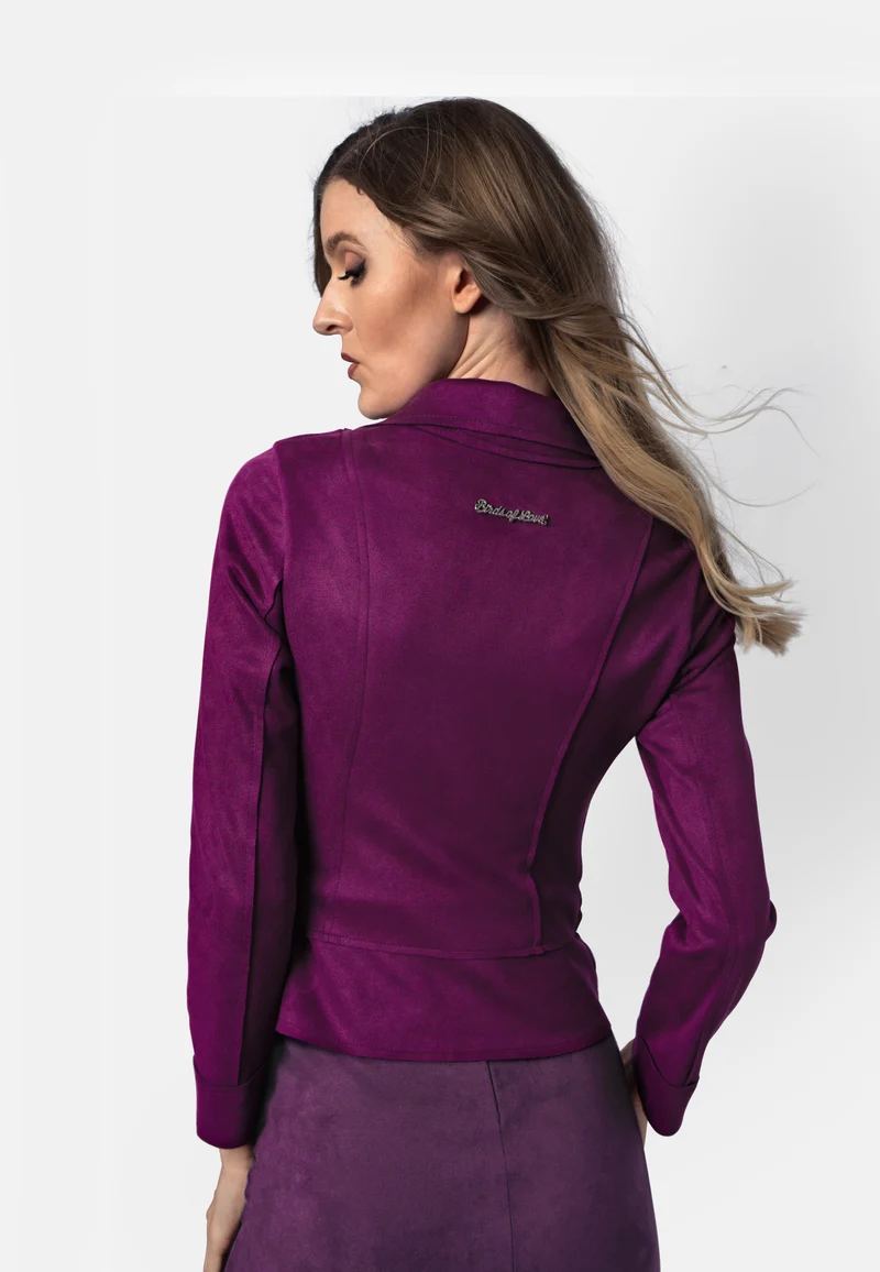 Romy – Kurzjacke aus veganem Wildleder in Purpurviolett