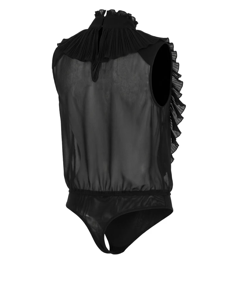 Body con collo alto e dettagli con volant