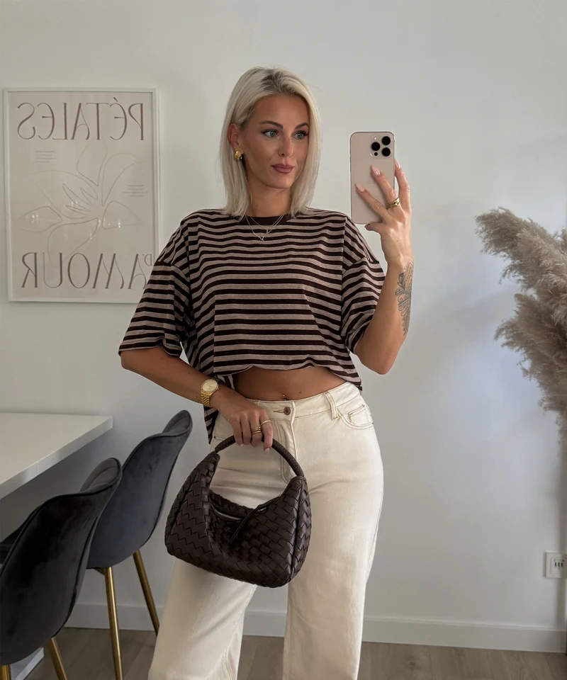 Streifen Shirt Tailou Braun