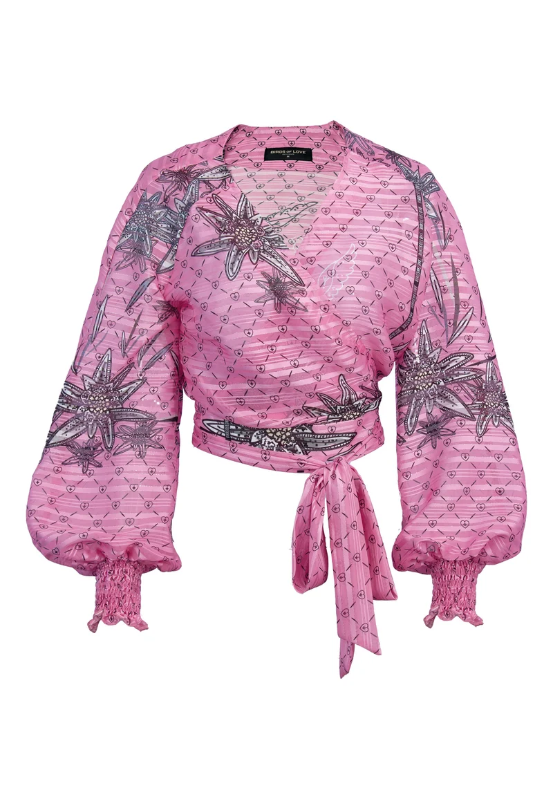 Design Edelweiss Rosa Wickelbluse