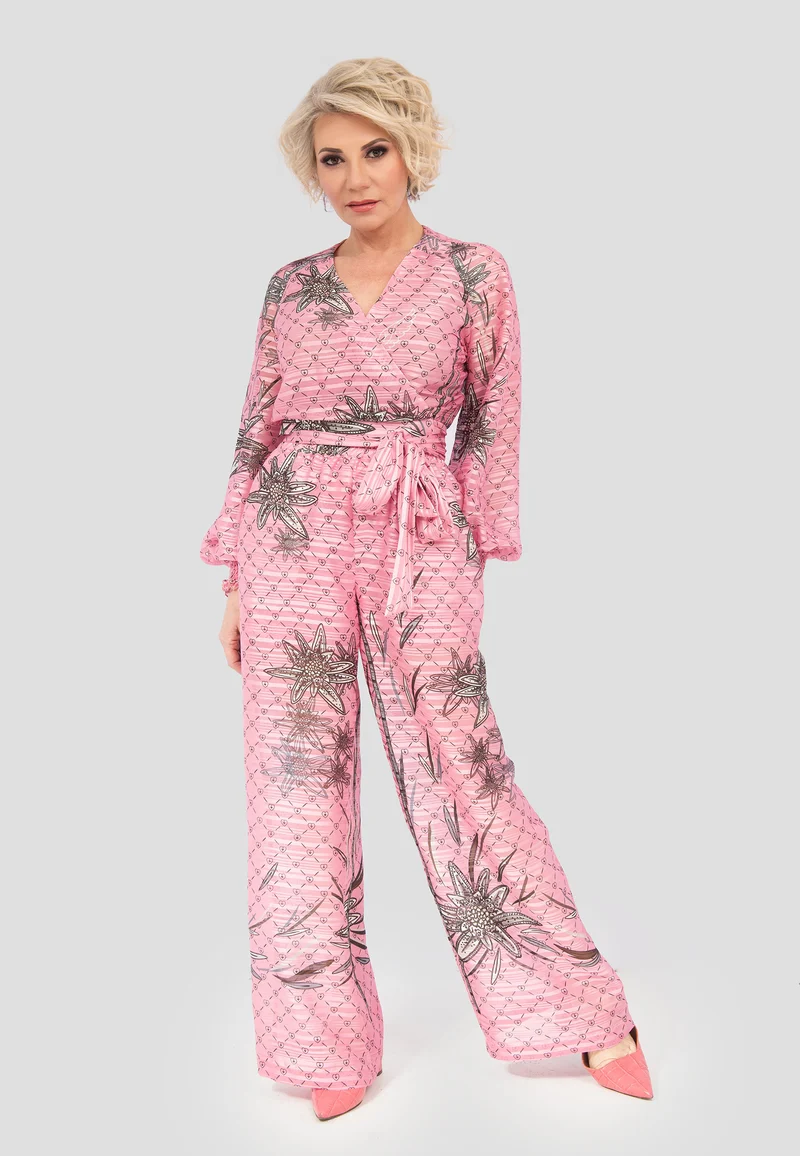 Design Edelweiss Rosa Wickelbluse