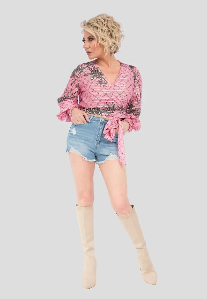 Design Edelweiss Rosa Wickelbluse