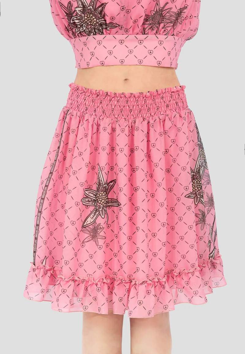 Kurzer Rock "Edelweiss" in Rosa – Sommerlicher Minirock mit Blumendruck