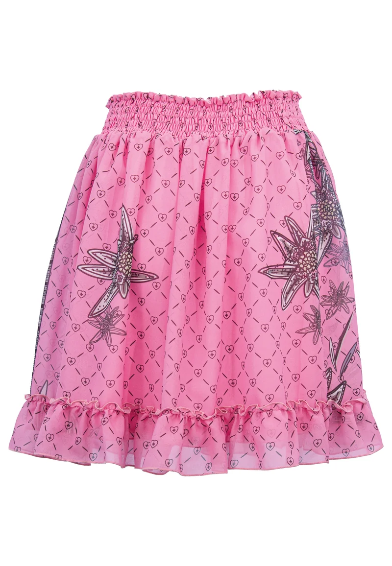 Kurzer Rock "Edelweiss" in Rosa – Sommerlicher Minirock mit Blumendruck