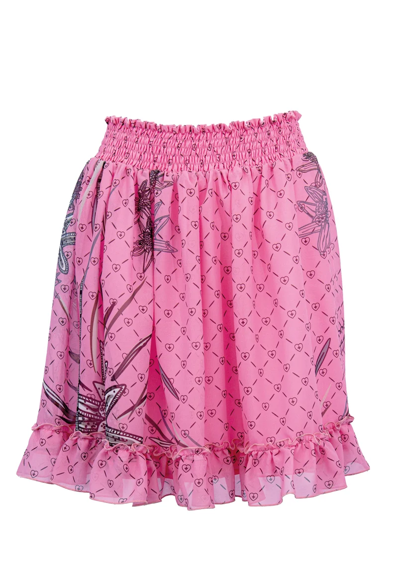 Kurzer Rock "Edelweiss" in Rosa – Sommerlicher Minirock mit Blumendruck