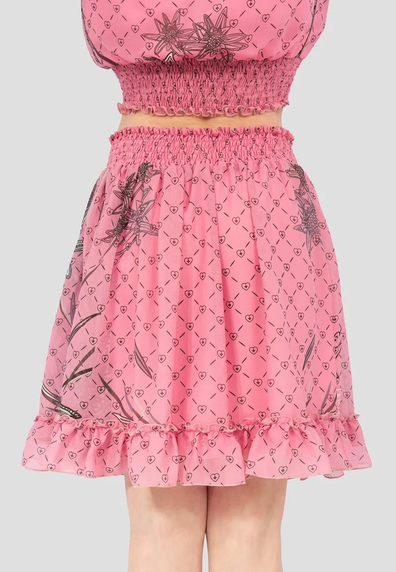 Kurzer Rock "Edelweiss" in Rosa – Sommerlicher Minirock mit Blumendruck