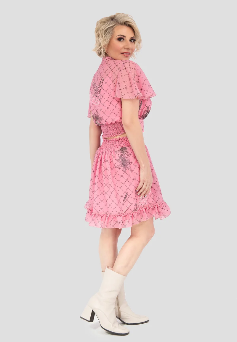 Kurzer Rock "Edelweiss" in Rosa – Sommerlicher Minirock mit Blumendruck