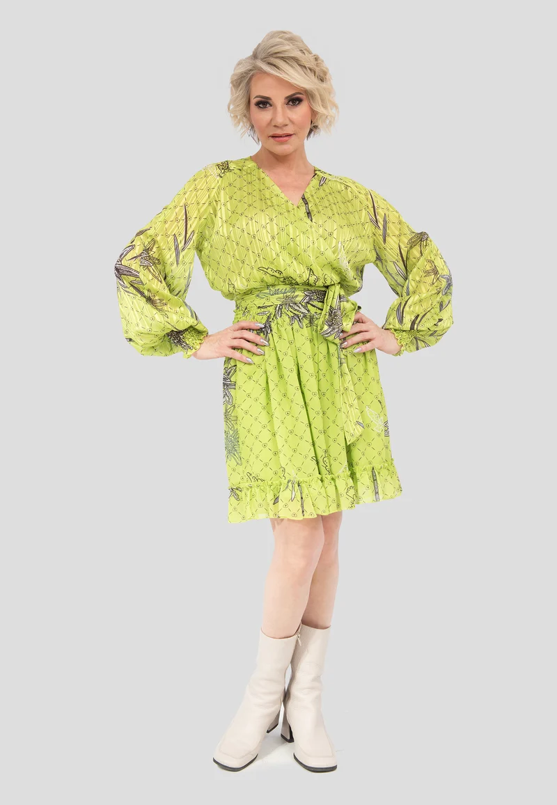 Kurzer Rock "Edelweiss" in Lime – Sommerlicher Minirock mit Blumendruck