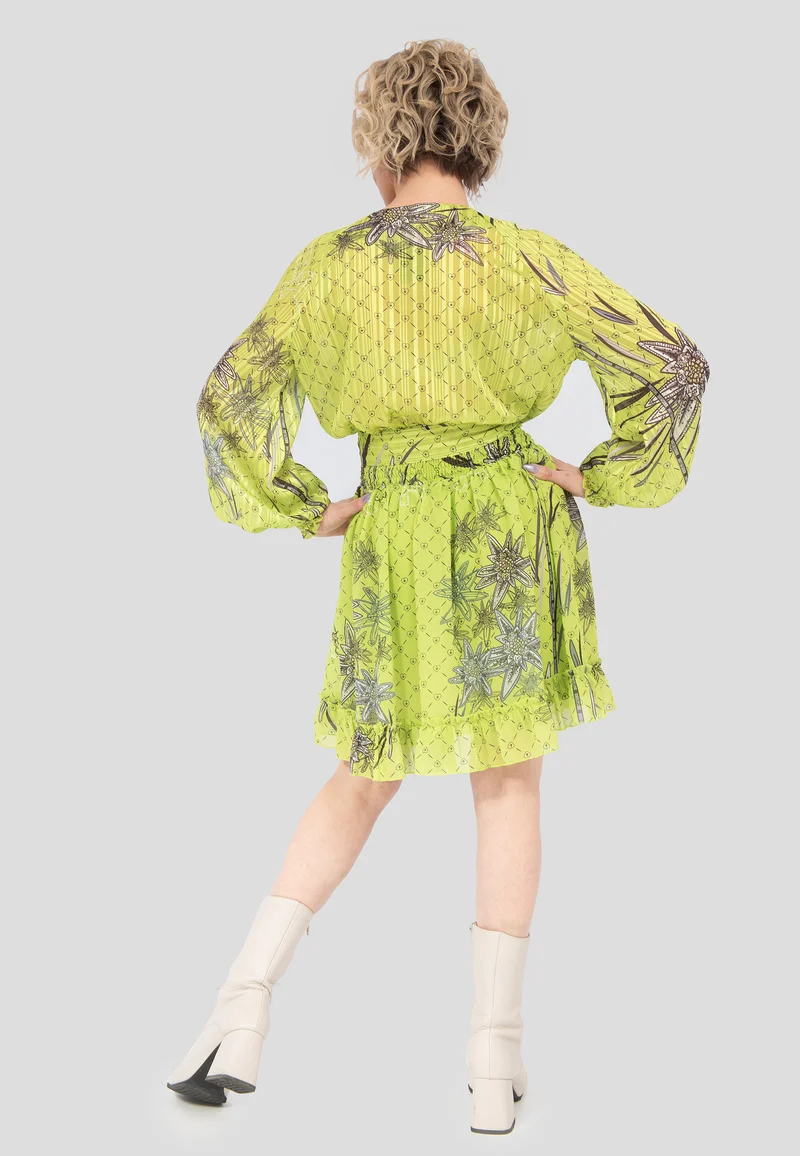 Kurzer Rock "Edelweiss" in Lime – Sommerlicher Minirock mit Blumendruck