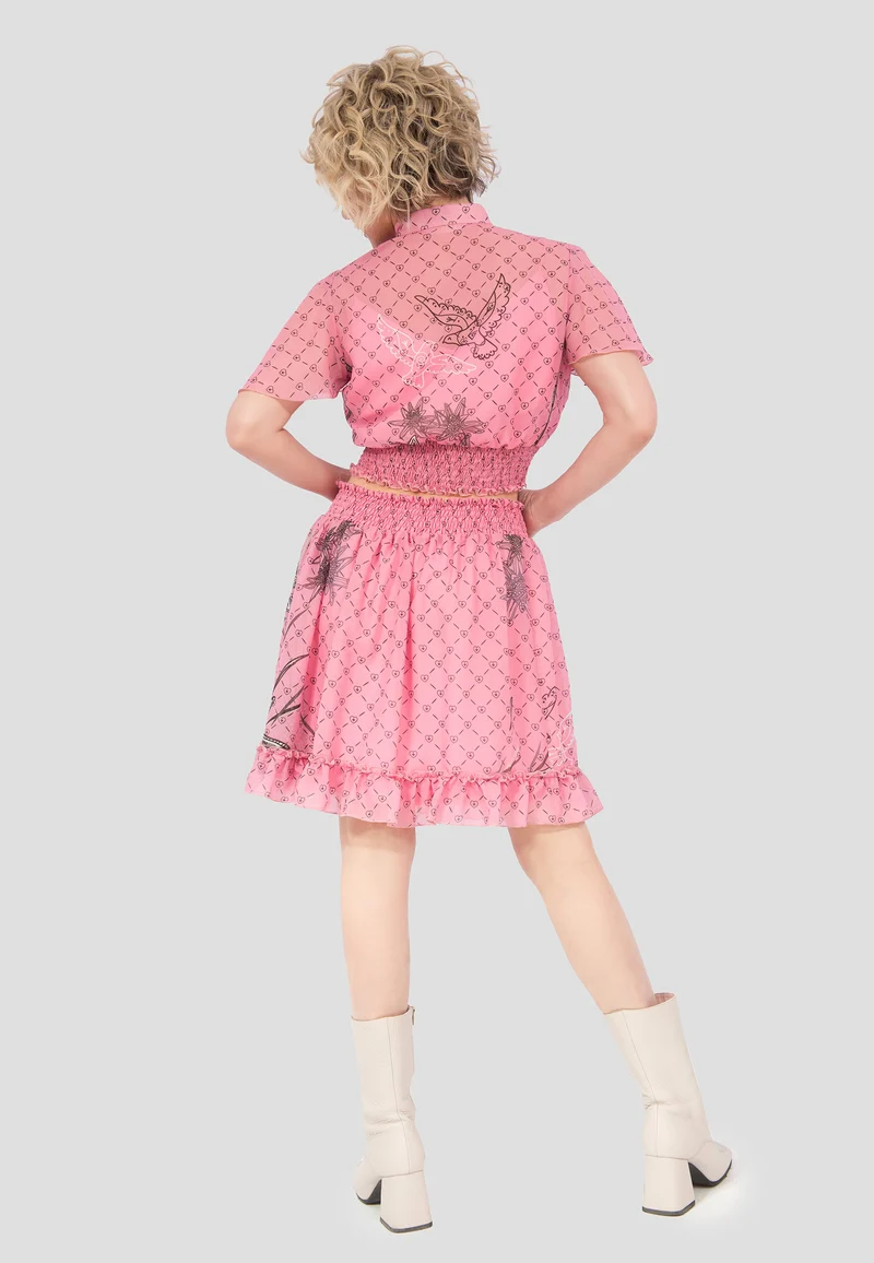 Design Edelweiß-Rosa Top-Bluse mit Knöpfen