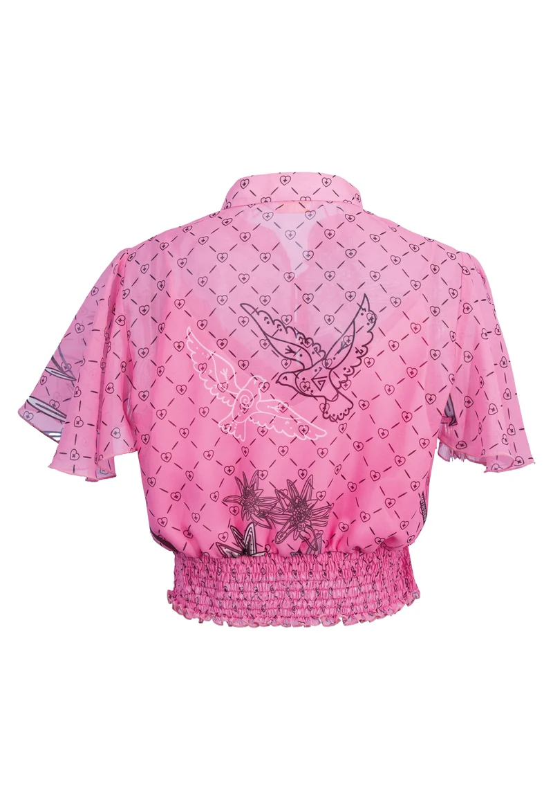 Design Edelweiß-Rosa Top-Bluse mit Knöpfen