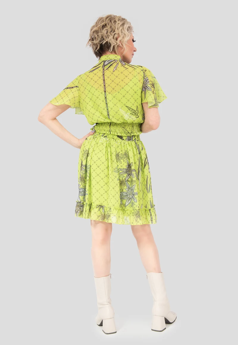 Design Edelweiß Lime Top-Bluse mit Knöpfen Lime