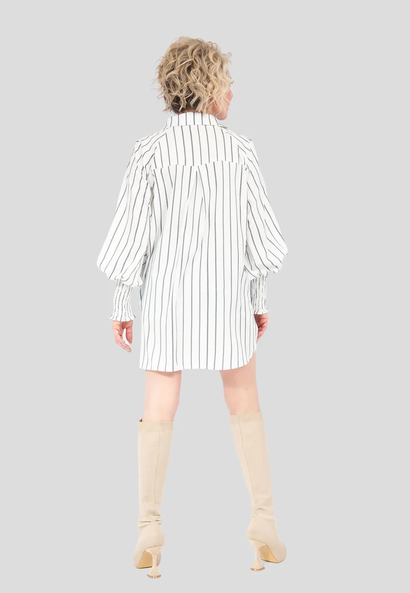 Oversize Gestreifte Hemdbluse | Lässige Damenbluse aus Polyester