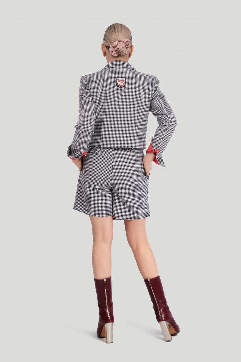 Elegante Damen-Jacke | Blazer im Hahnentrittmuster | Tailliert