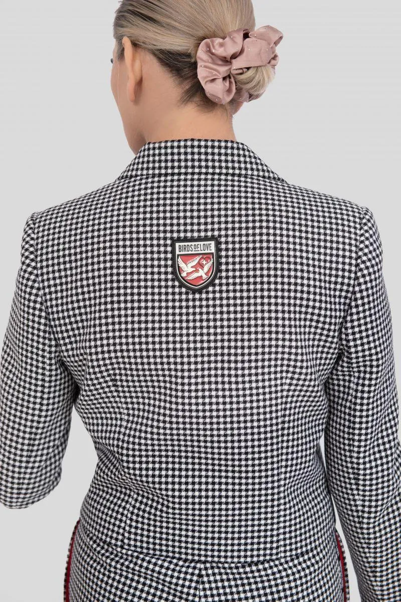 Elegante Damen-Jacke | Blazer im Hahnentrittmuster | Tailliert