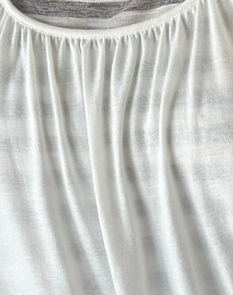 Litzy-Oberteil mit doppelter Lage aus transparentem Jersey mit grauen und weißen Streifen