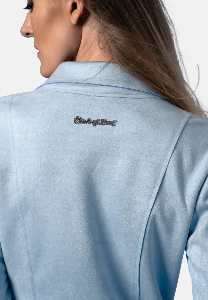 Romy – Kurzjacke aus veganem Wildleder in Eisblau