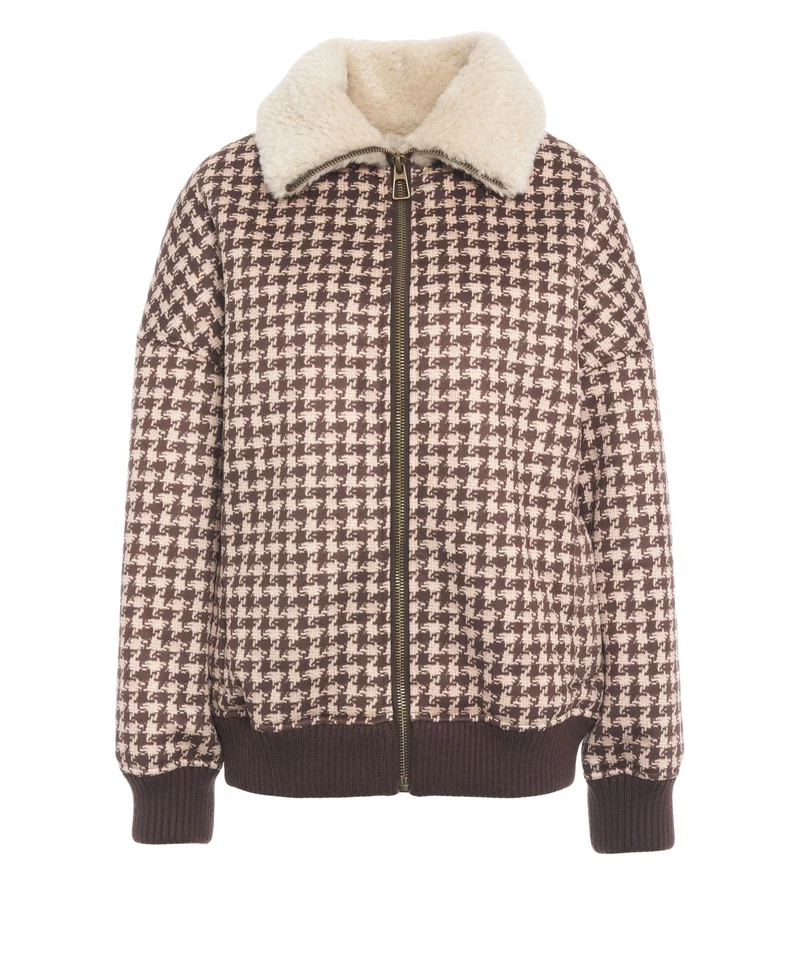 Giacca bomber con collo in pelliccia ecologica