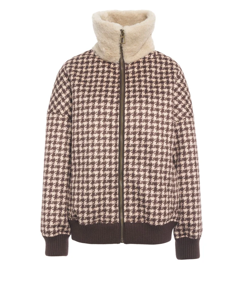 Giacca bomber con collo in pelliccia ecologica