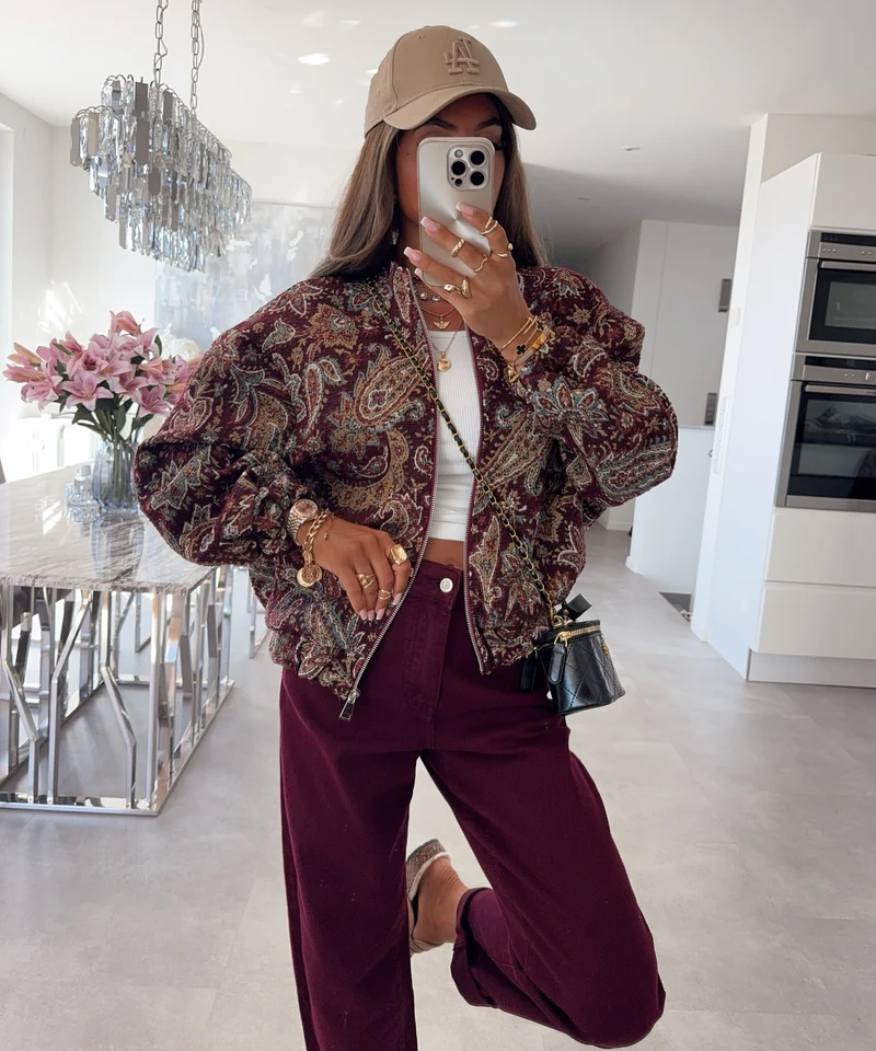 Stretch Mom Jeans Peppi Bordeaux