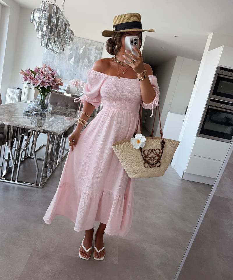 Musselin Kleid Calissa Rosa