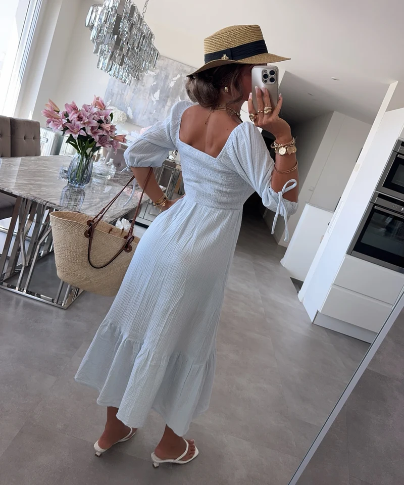 Musselin Kleid Calissa Hellblau