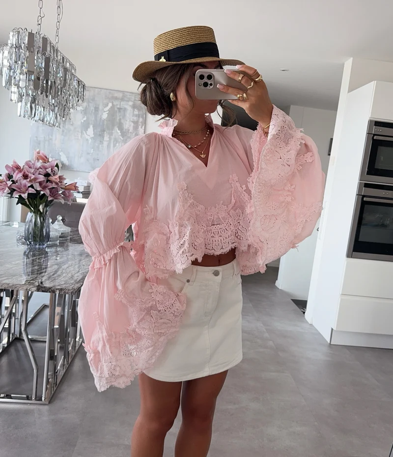 Baumwoll Bluse Cleonora Rosa
