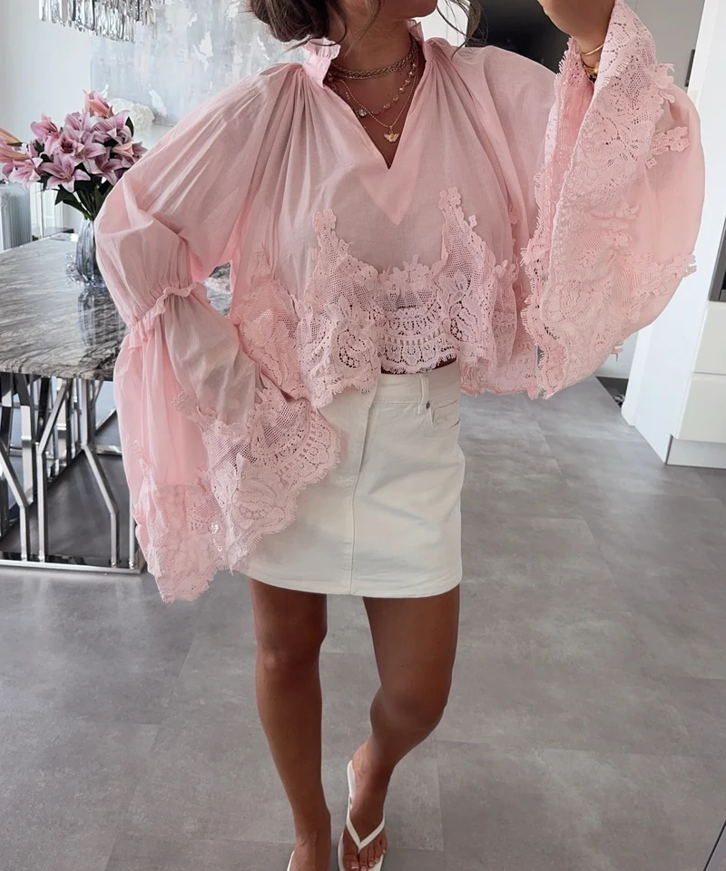 Baumwoll Bluse Cleonora Rosa