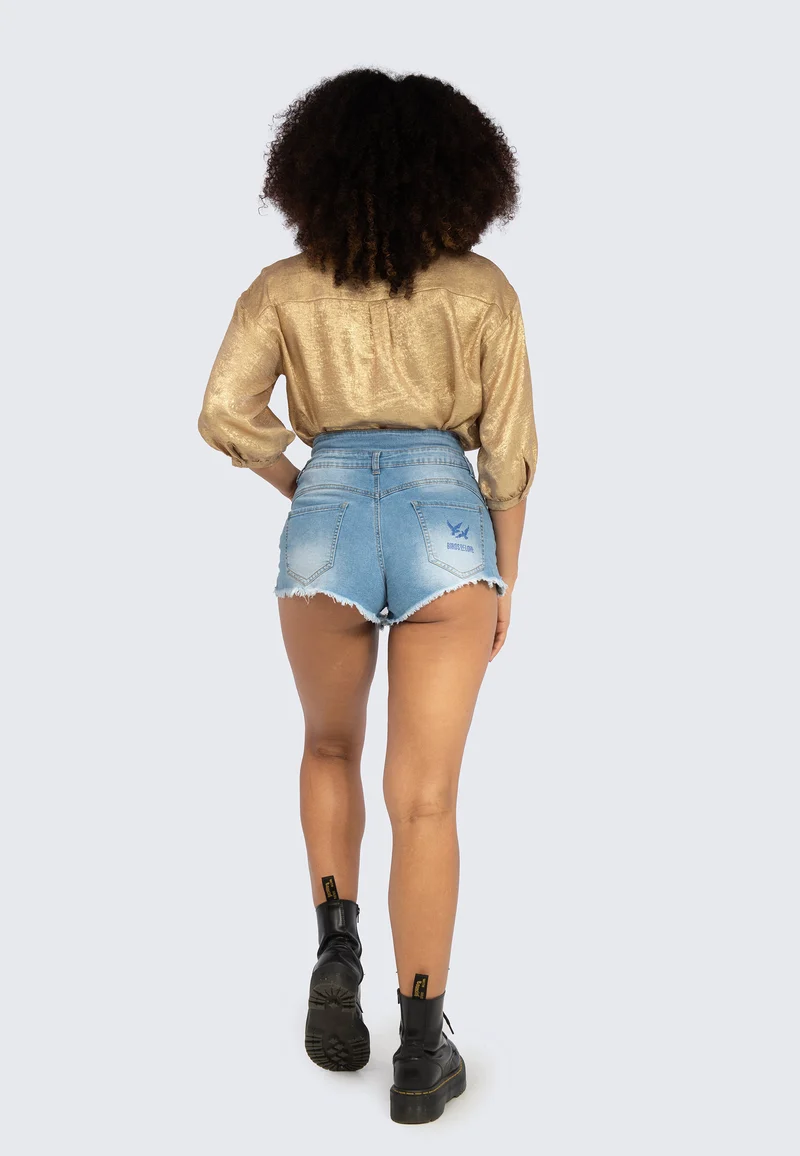 Denim Shorts mit Strasssteinen – High-Waist Jeansshorts für Damen