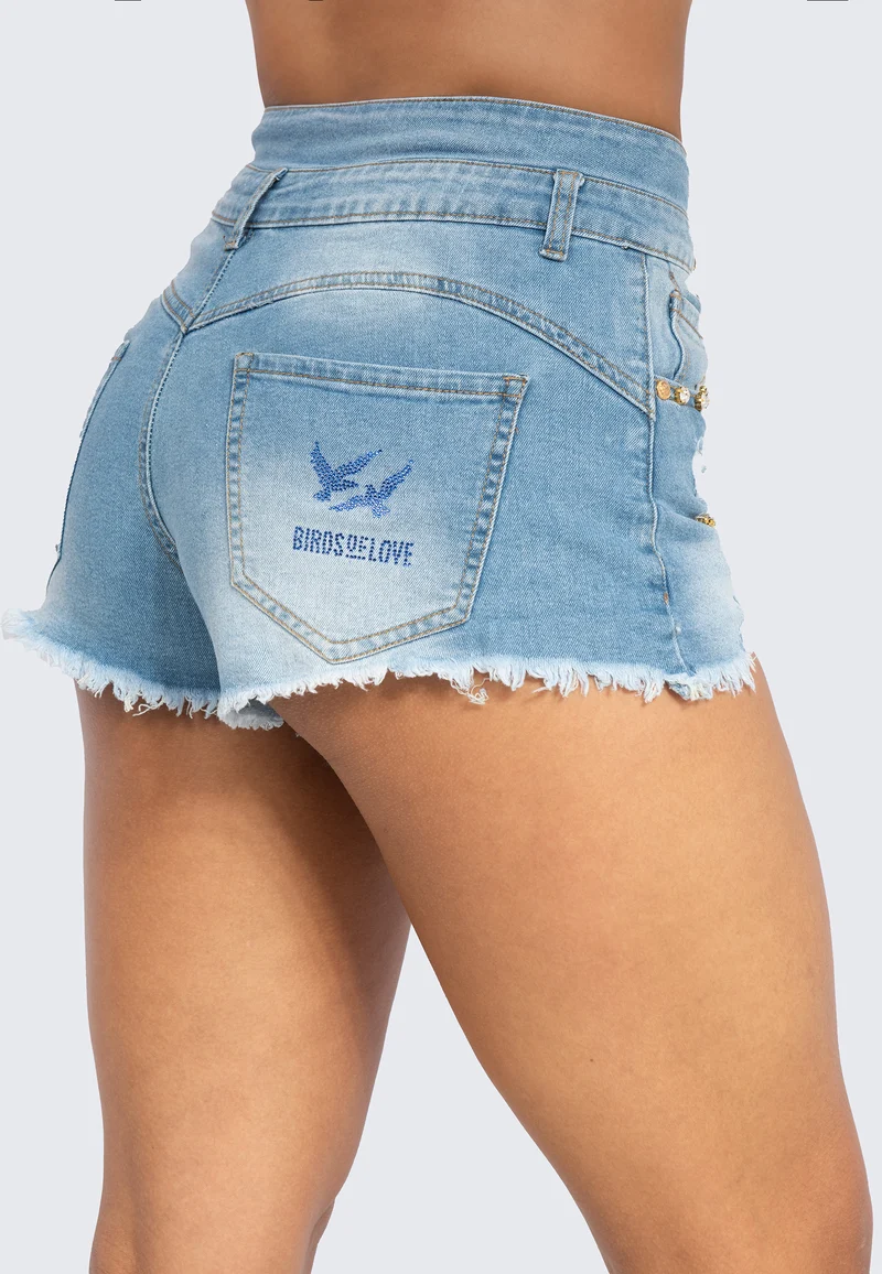 Denim Shorts mit Strasssteinen – High-Waist Jeansshorts für Damen