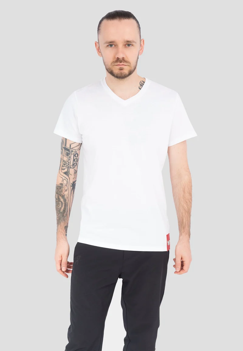 Herren T-Shirt Weiß | V-Ausschnitt | Modal-Baumwolle-Mix | Schnelltrocknend