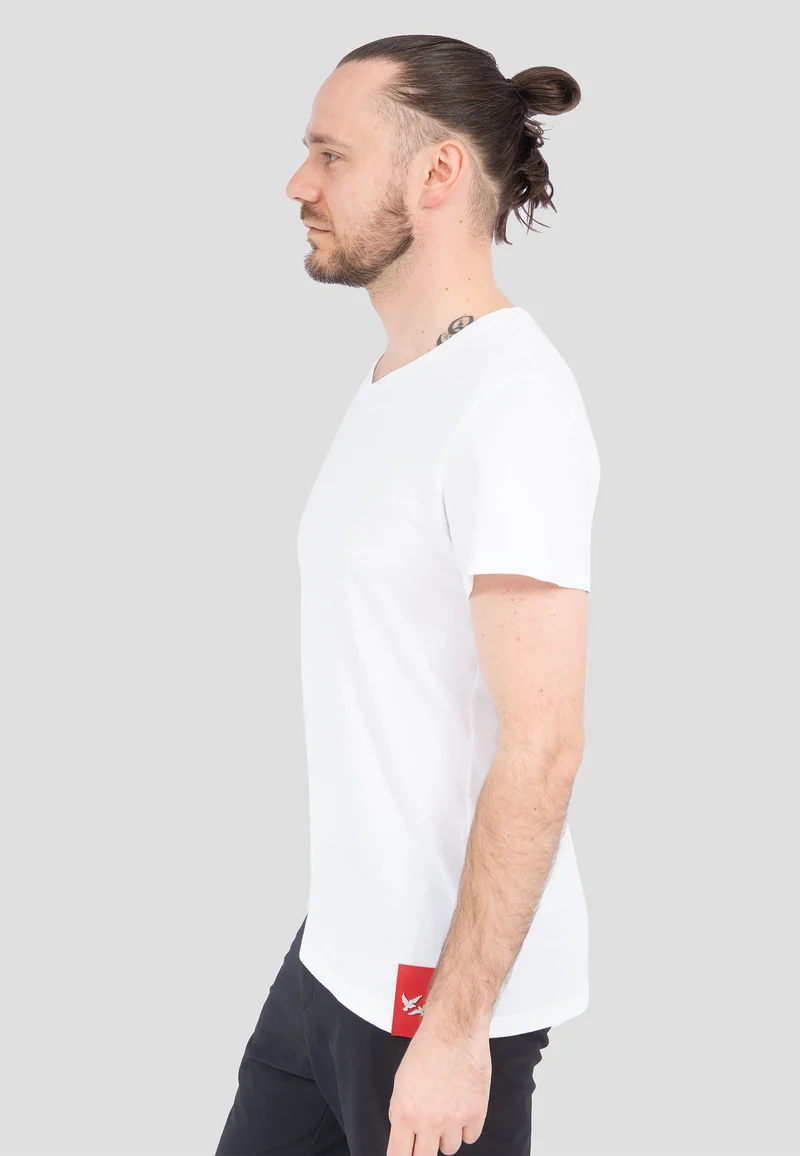Herren T-Shirt Weiß | V-Ausschnitt | Modal-Baumwolle-Mix | Schnelltrocknend