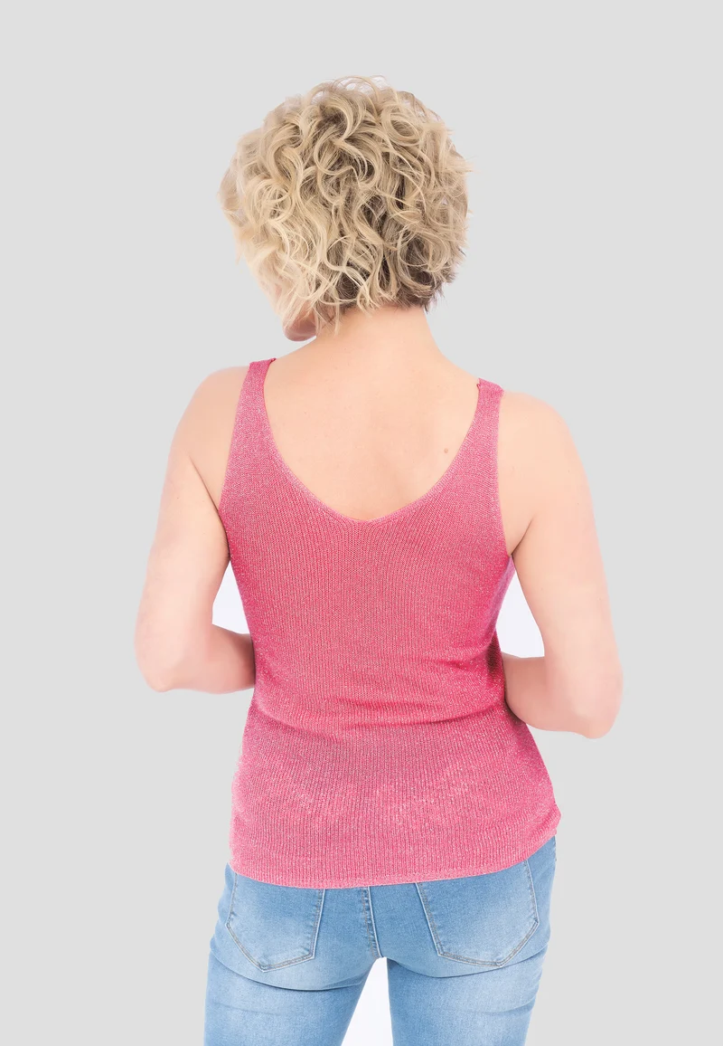 LADIES RIB KNIT TOP mit Glitzergarn