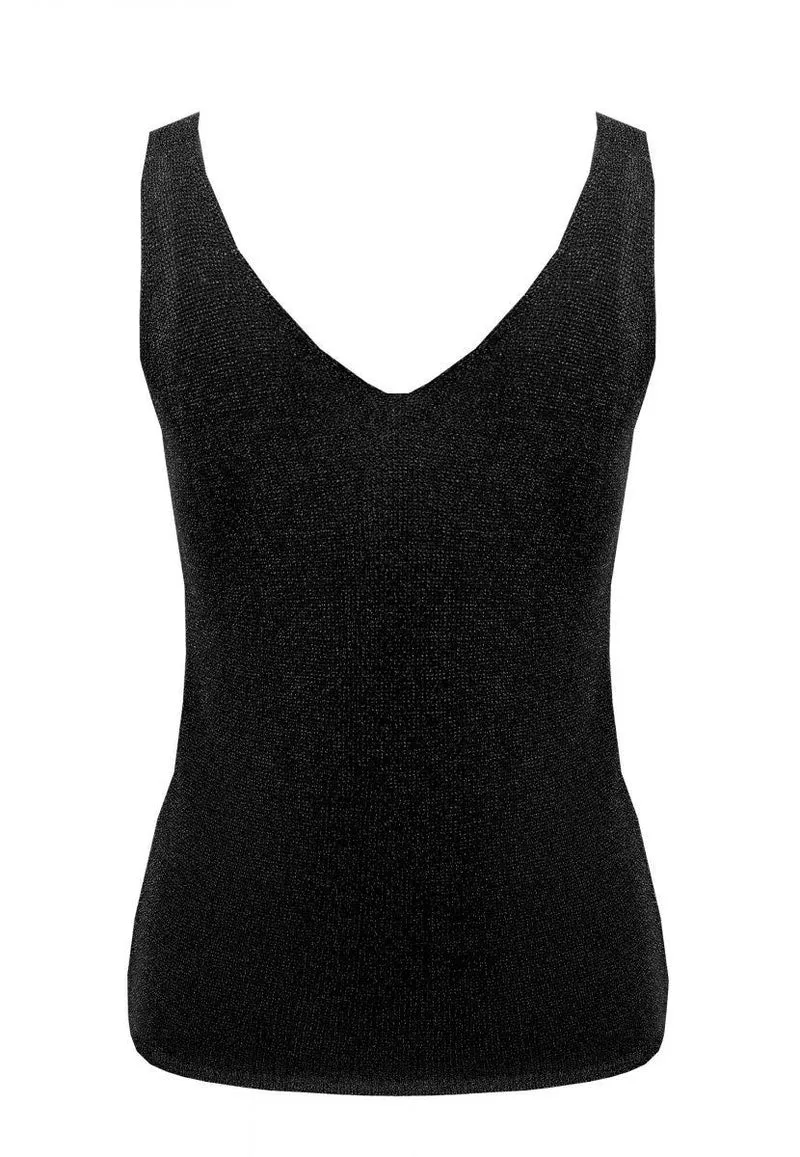 LADIES RIB KNIT TOP mit Glitzergarn