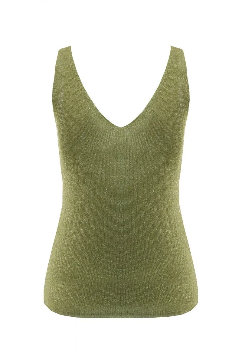 LADIES RIB KNIT TOP mit Glitzergarn