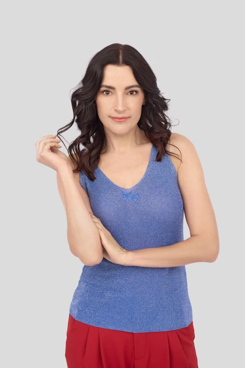LADIES RIB KNIT TOP mit Glitzergarn
