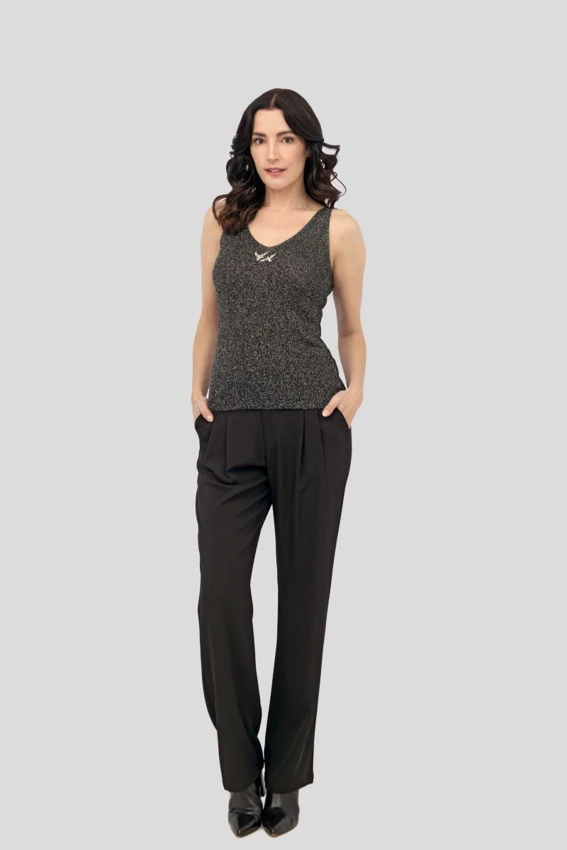 LADIES RIB KNIT TOP mit Glitzergarn