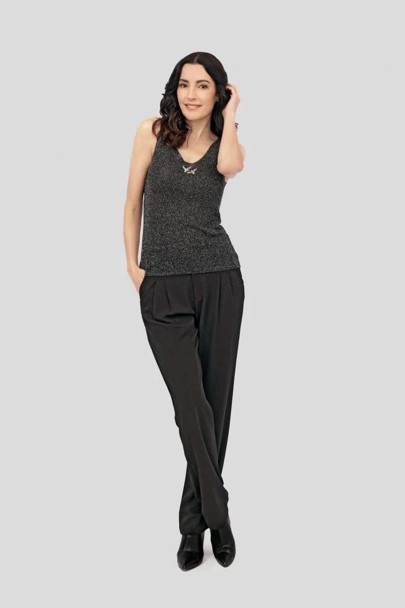 LADIES RIB KNIT TOP mit Glitzergarn