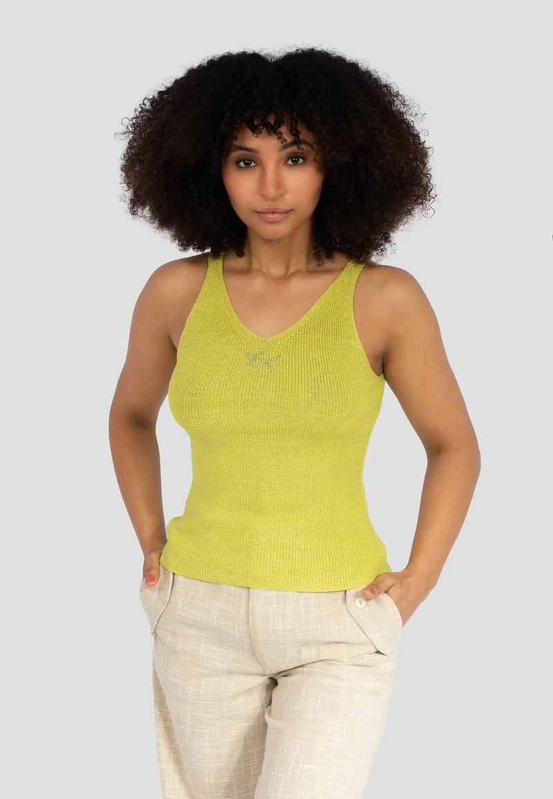 LADIES RIB KNIT TOP mit Glitzergarn
