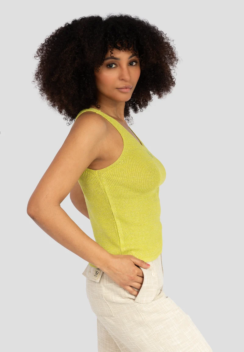 LADIES RIB KNIT TOP mit Glitzergarn