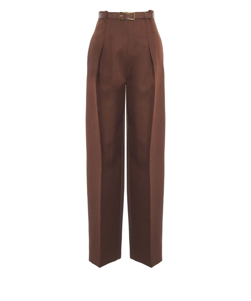Pantaloni con pieghe con cintura in vita
