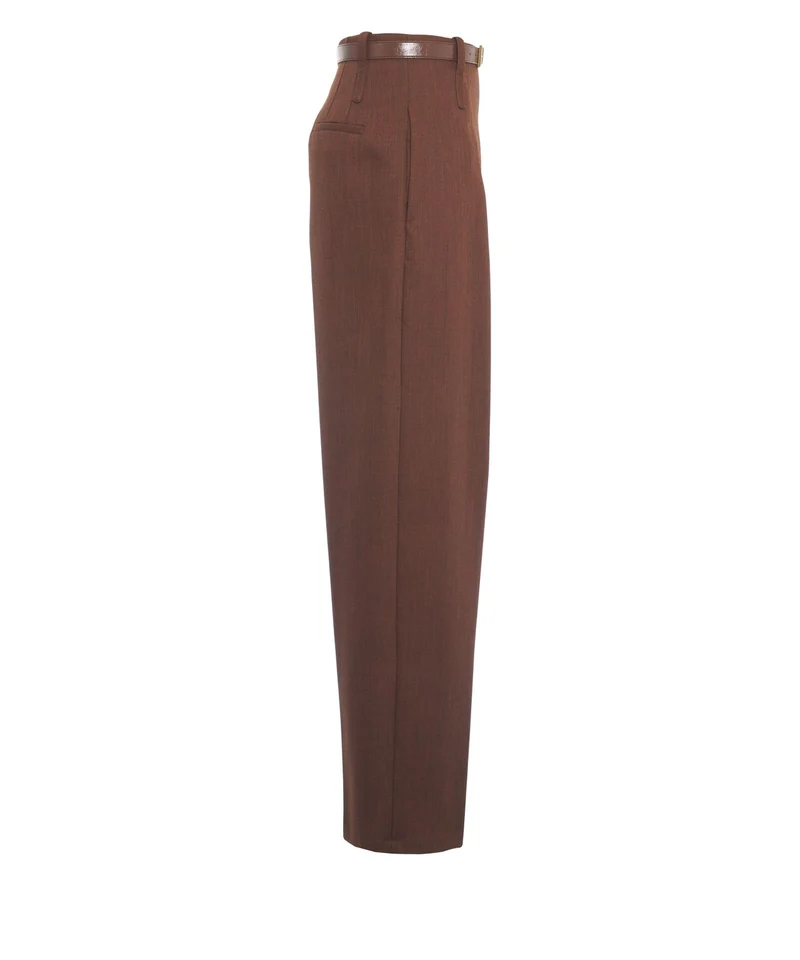 Pantaloni con pieghe con cintura in vita